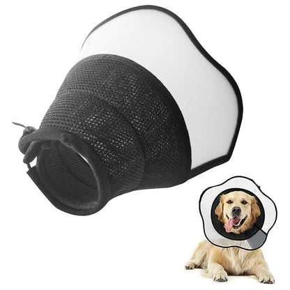 Pet Dog Cone Collar Soft Neck Collar Adjustable Pet Elizabethan Collar Black - L V1263-JX-6929-3