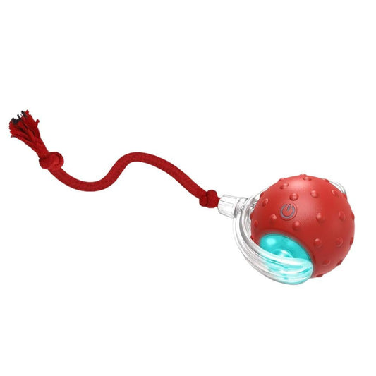 Motion Activate Interactive Cat Toy Rechargeable Smart Rolling Ball with Rope Red V1263-JX-6937
