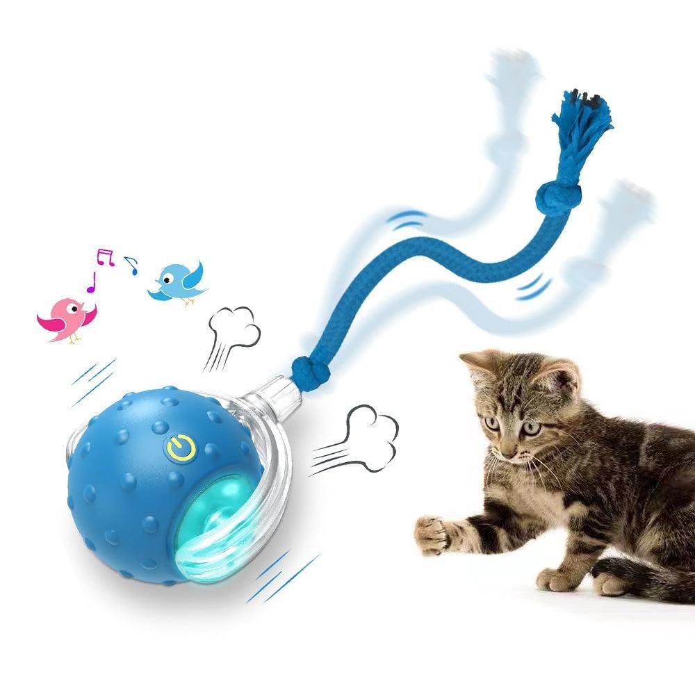 Motion Activate Interactive Cat Toy Rechargeable Smart Rolling Ball with Rope Red V1263-JX-6937