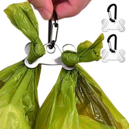 2PCS Metal Dog Poop Bag Holder Clips - Hands-Free Leash Attachment V1263-JX-6940