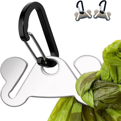 2PCS Metal Dog Poop Bag Holder Clips - Hands-Free Leash Attachment V1263-JX-6940