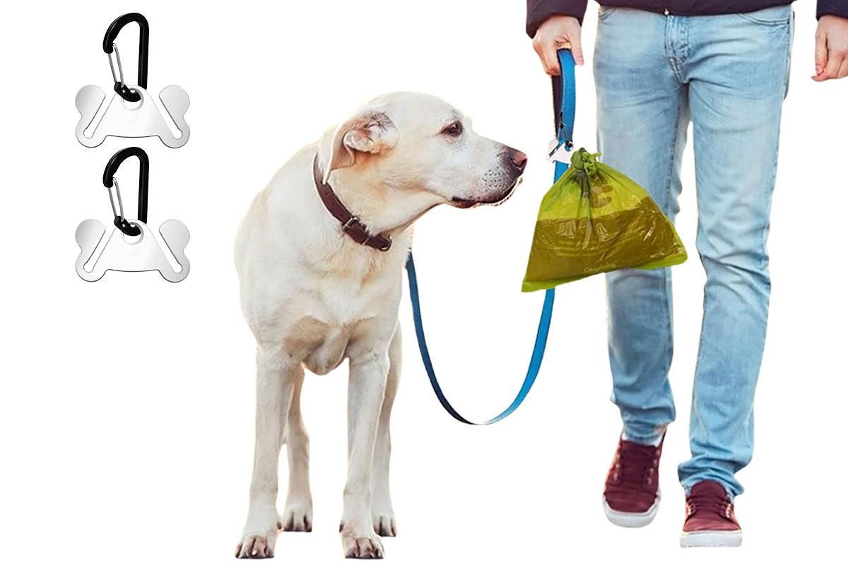 2PCS Metal Dog Poop Bag Holder Clips - Hands-Free Leash Attachment V1263-JX-6940
