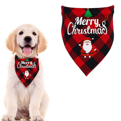 Christmas Pet Triangle Scarf Dog Bandana Pet Wearable Accessories Red Grid - Elk V1263-JX-6944-1