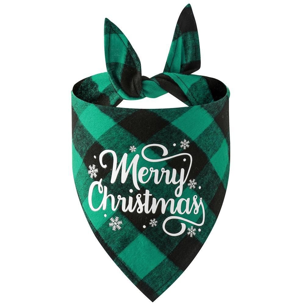 Christmas Pet Triangle Scarf Dog Bandana Pet Wearable Accessories Red Grid - Elk V1263-JX-6944-1