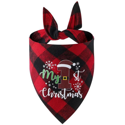 Christmas Pet Triangle Scarf Dog Bandana Pet Wearable Accessories Red Grid - Elk V1263-JX-6944-1