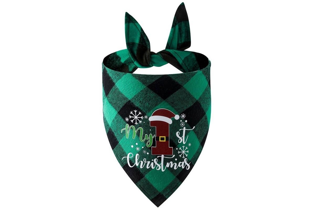 Christmas Pet Triangle Scarf Dog Bandana Pet Wearable Accessories Red Grid - Elk V1263-JX-6944-1