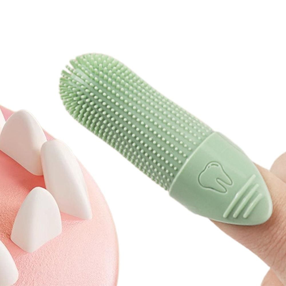 Silicone Pet Finger Toothbrush - Daily Teeth Cleaning for Cats and Dogs Green V1263-JX-6946