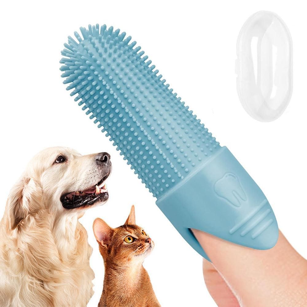 Silicone Pet Finger Toothbrush - Daily Teeth Cleaning for Cats and Dogs Green V1263-JX-6946