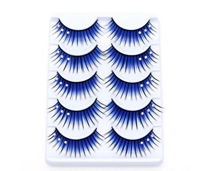 5 Pairs Dual Colors Glitter Rhinestones Artificial Eyelash Party Makeup Tool V1263-JX-695