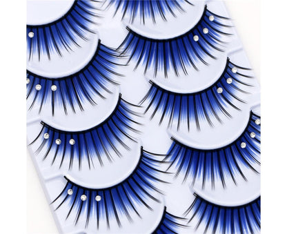 5 Pairs Dual Colors Glitter Rhinestones Artificial Eyelash Party Makeup Tool V1263-JX-695