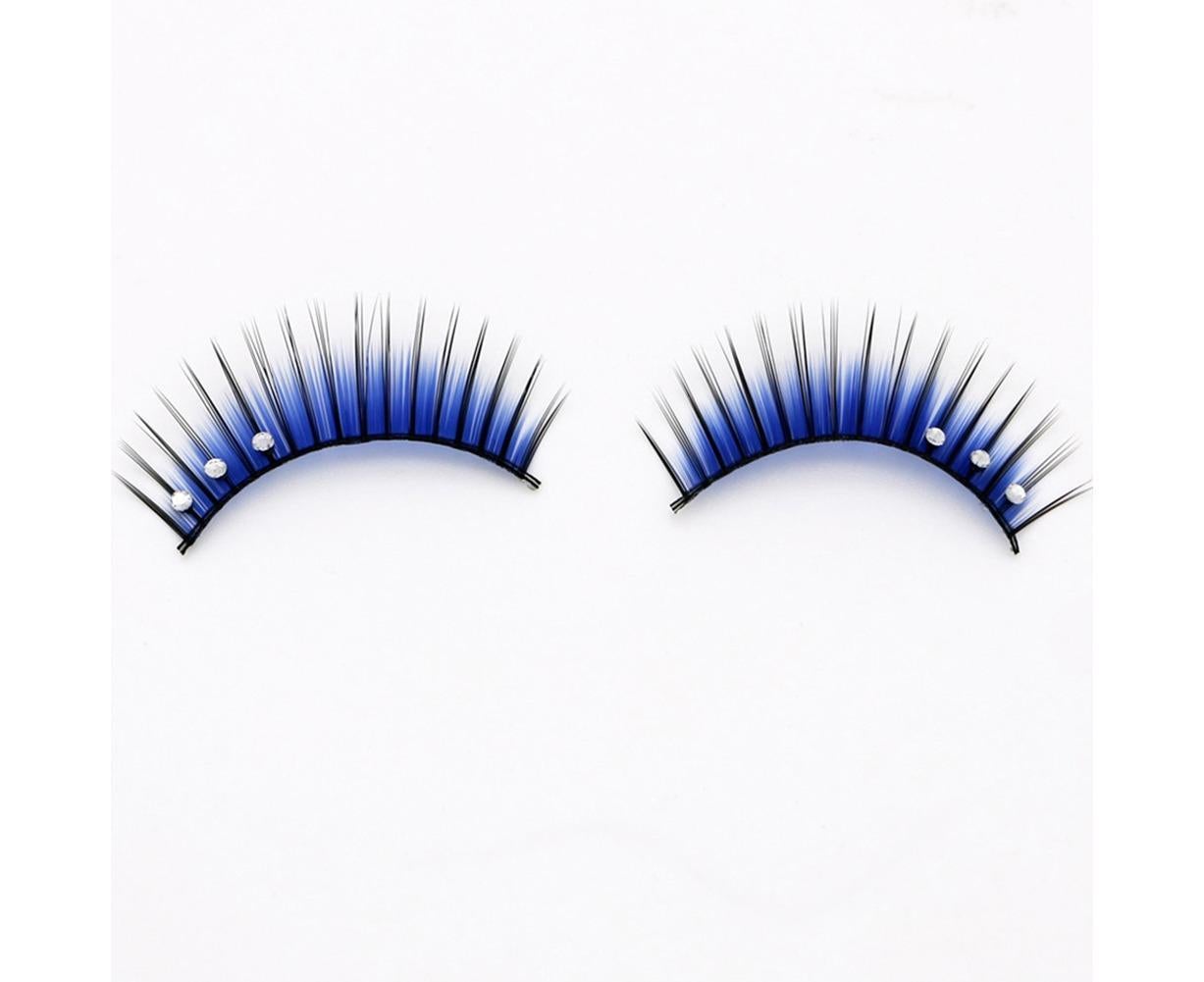 5 Pairs Dual Colors Glitter Rhinestones Artificial Eyelash Party Makeup Tool V1263-JX-695