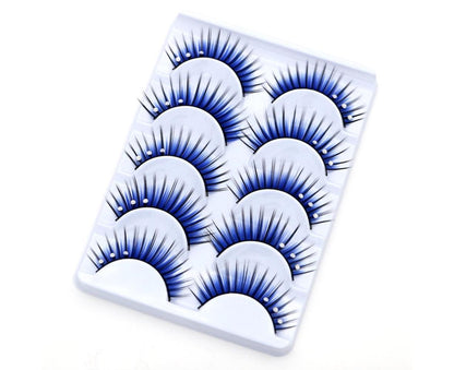 5 Pairs Dual Colors Glitter Rhinestones Artificial Eyelash Party Makeup Tool V1263-JX-695