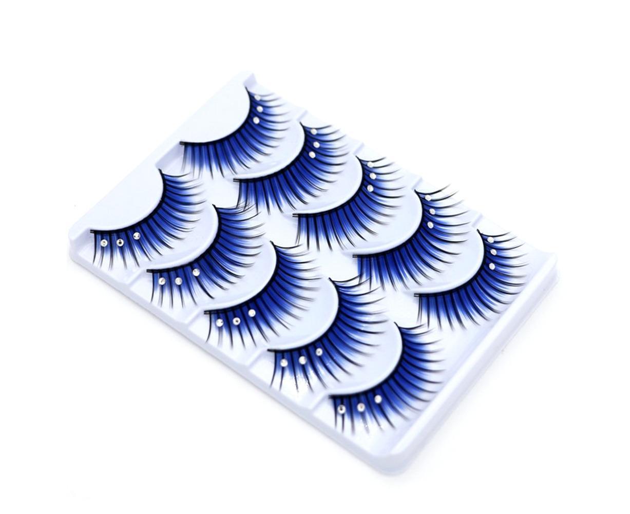 5 Pairs Dual Colors Glitter Rhinestones Artificial Eyelash Party Makeup Tool V1263-JX-695