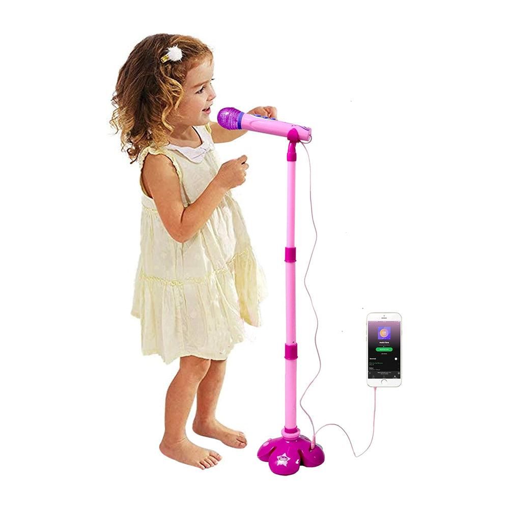 Karaoke Machine with 1 Mic Adjustable Stand Music Play Toy Pink V1263-JX-6954