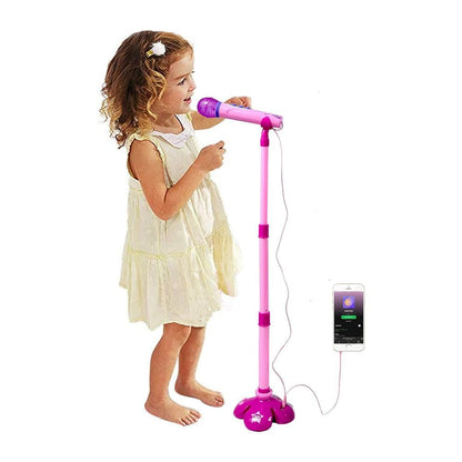 Karaoke Machine with 1 Mic Adjustable Stand Music Play Toy Pink V1263-JX-6954