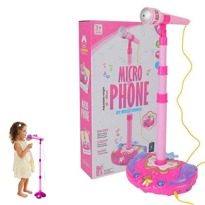 Karaoke Machine with 1 Mic Adjustable Stand Music Play Toy Pink V1263-JX-6954