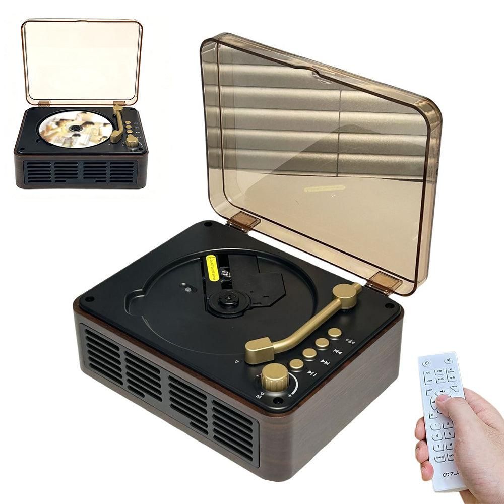 Retro CD Music Player with Bluetooth and FM Radio Multifunctional Home Audio System Brown V1263-JX-6955-2