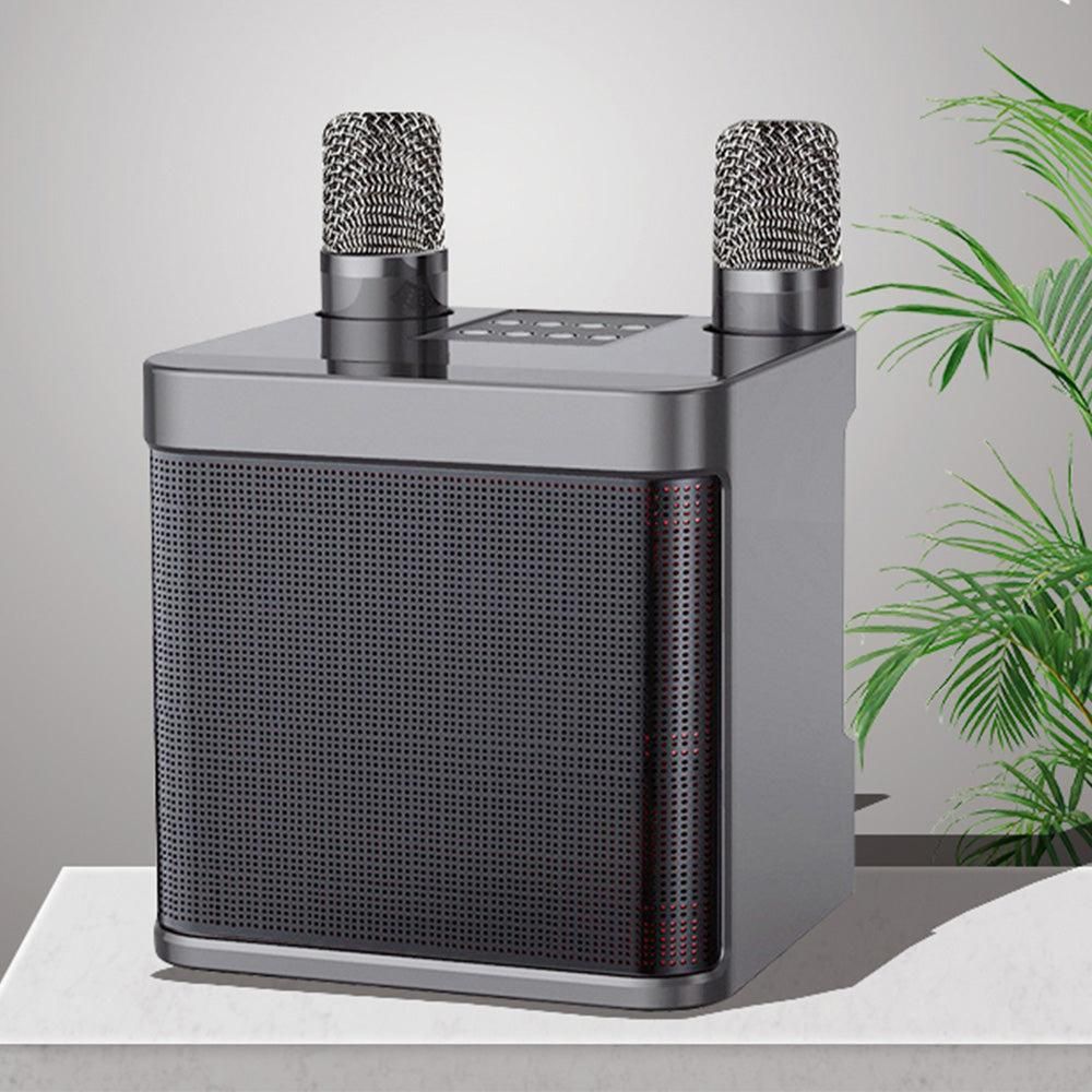 Portable Karaoke Machine with 2 Wireless Microphones Portable Bluetooth Speaker for Family Party Singing Black V1263-JX-6957