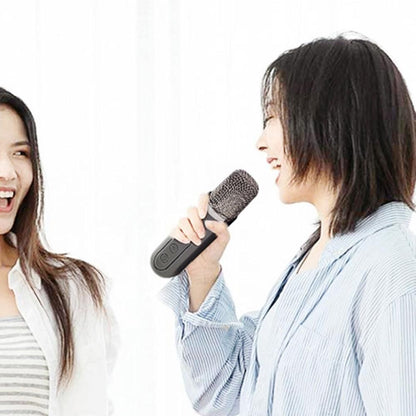 Portable Karaoke Machine with 2 Wireless Microphones Portable Bluetooth Speaker for Family Party Singing Black V1263-JX-6957
