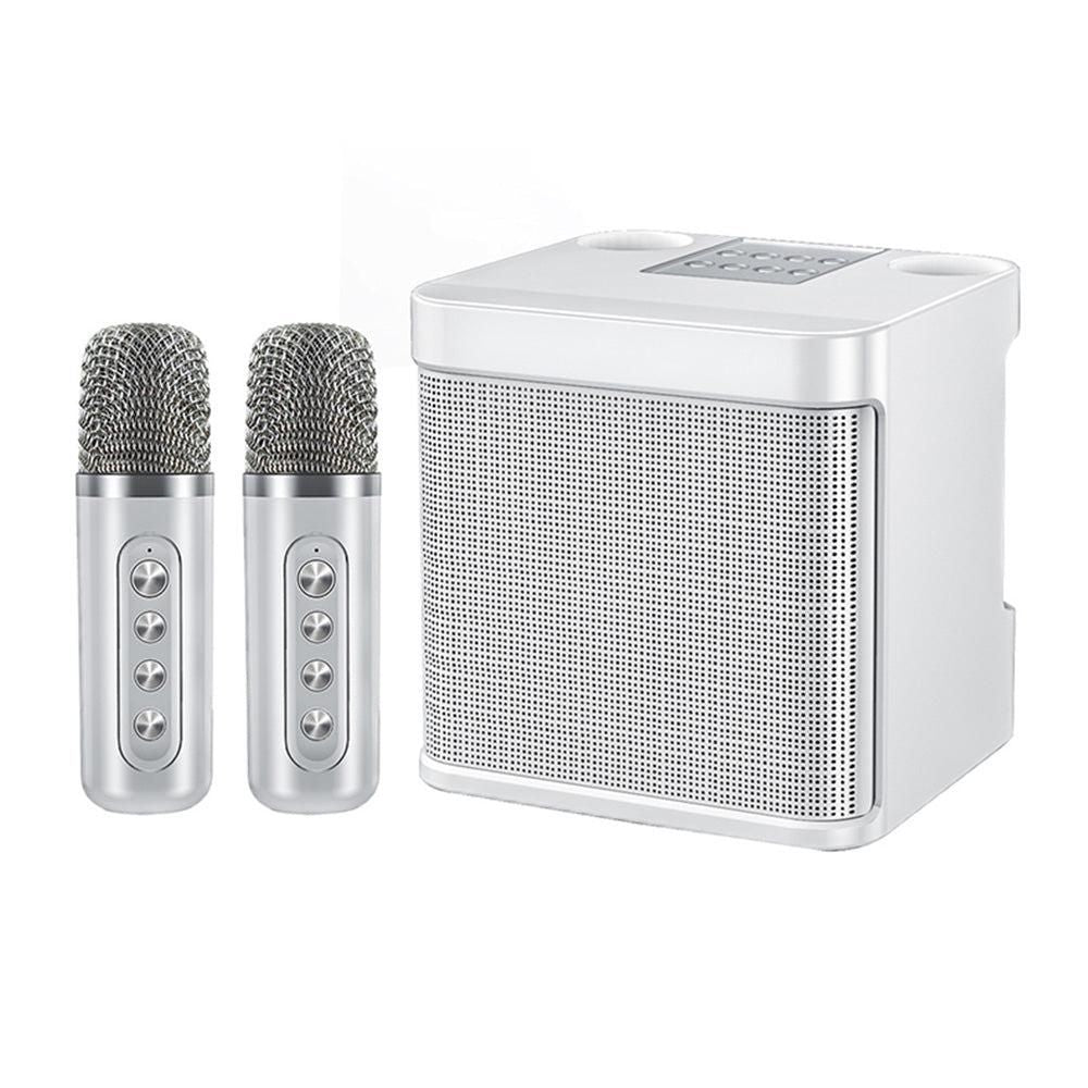 Portable Karaoke Machine with 2 Wireless Microphones Portable Bluetooth Speaker for Family Party Singing Black V1263-JX-6957