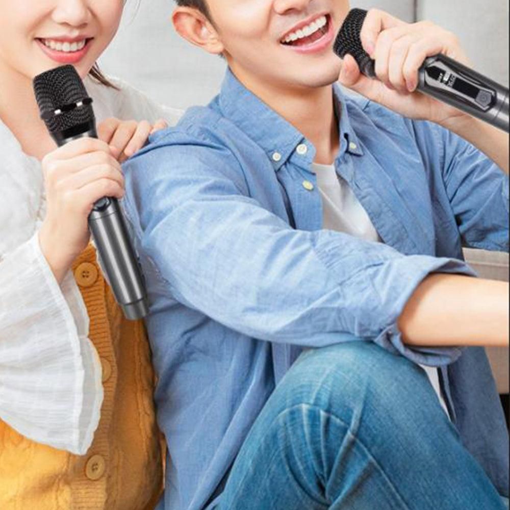 Plug and Play Wireless Microphone Rechargeable Karaoke Mic for Singing Speeches Events Gray V1263-JX-6962