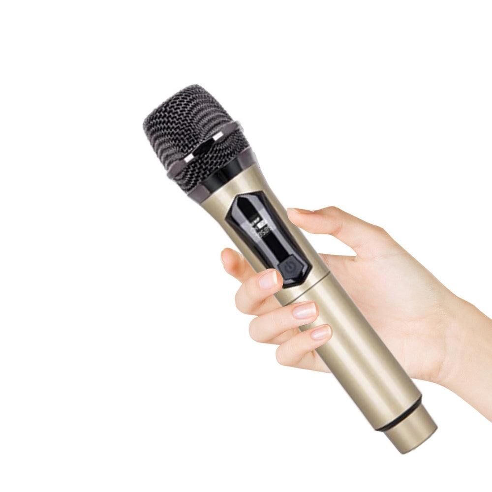 Plug and Play Wireless Microphone Rechargeable Karaoke Mic for Singing Speeches Events Gray V1263-JX-6962