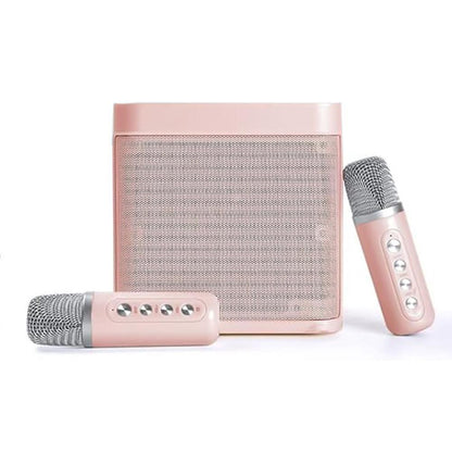 Portable Karaoke Machine with 2 Wireless Microphones Portable Bluetooth Speaker for Family Party Singing Pink V1263-JX-6965-1