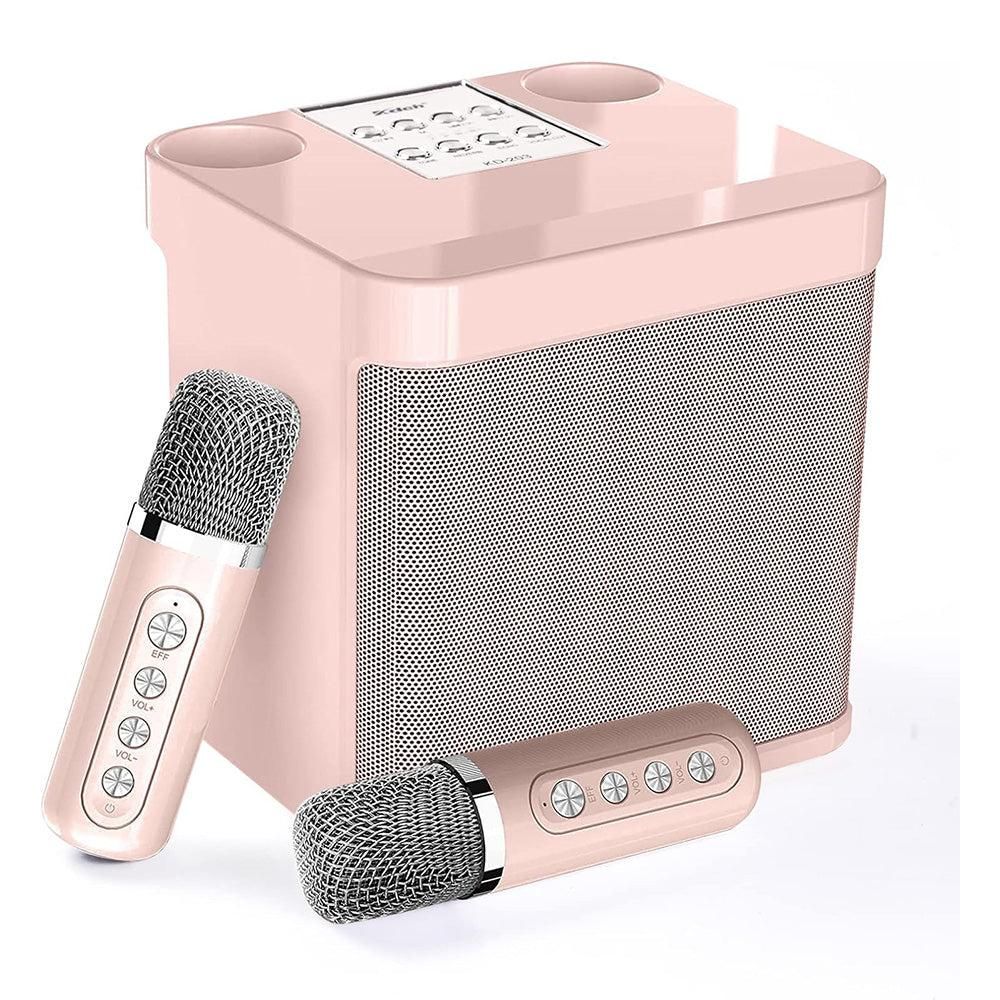 Portable Karaoke Machine with 2 Wireless Microphones Portable Bluetooth Speaker for Family Party Singing Pink V1263-JX-6965-1