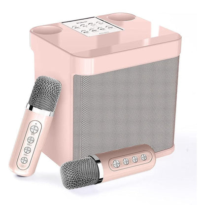 Portable Karaoke Machine with 2 Wireless Microphones Portable Bluetooth Speaker for Family Party Singing Pink V1263-JX-6965-1