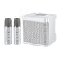 Portable Karaoke Machine with 2 Wireless Microphones Portable Bluetooth Speaker for Family Party Singing White V1263-JX-6965-2