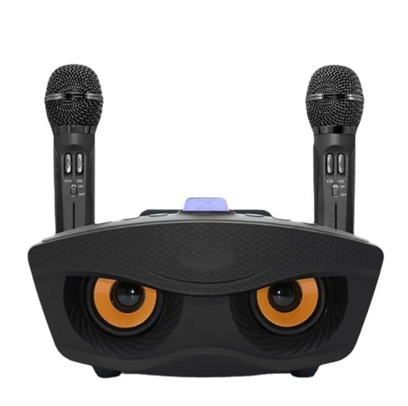Wireless Bluetooth Karaoke Speaker with 2 Microphone Home KTV Set Grey V1263-JX-6966-1