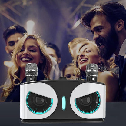 Wireless Bluetooth Karaoke Speaker with 2 Microphone Home KTV Set White V1263-JX-6966-2