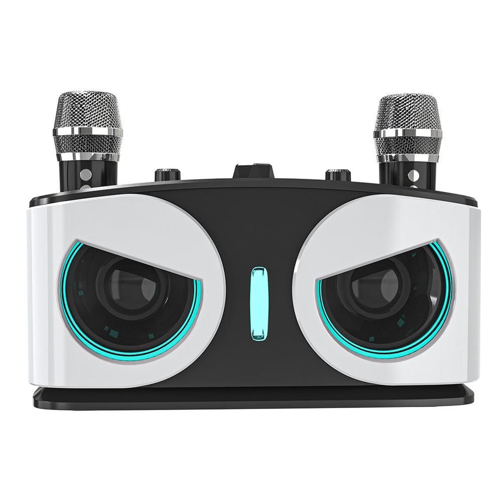 Wireless Bluetooth Karaoke Speaker with 2 Microphone Home KTV Set White V1263-JX-6966-2
