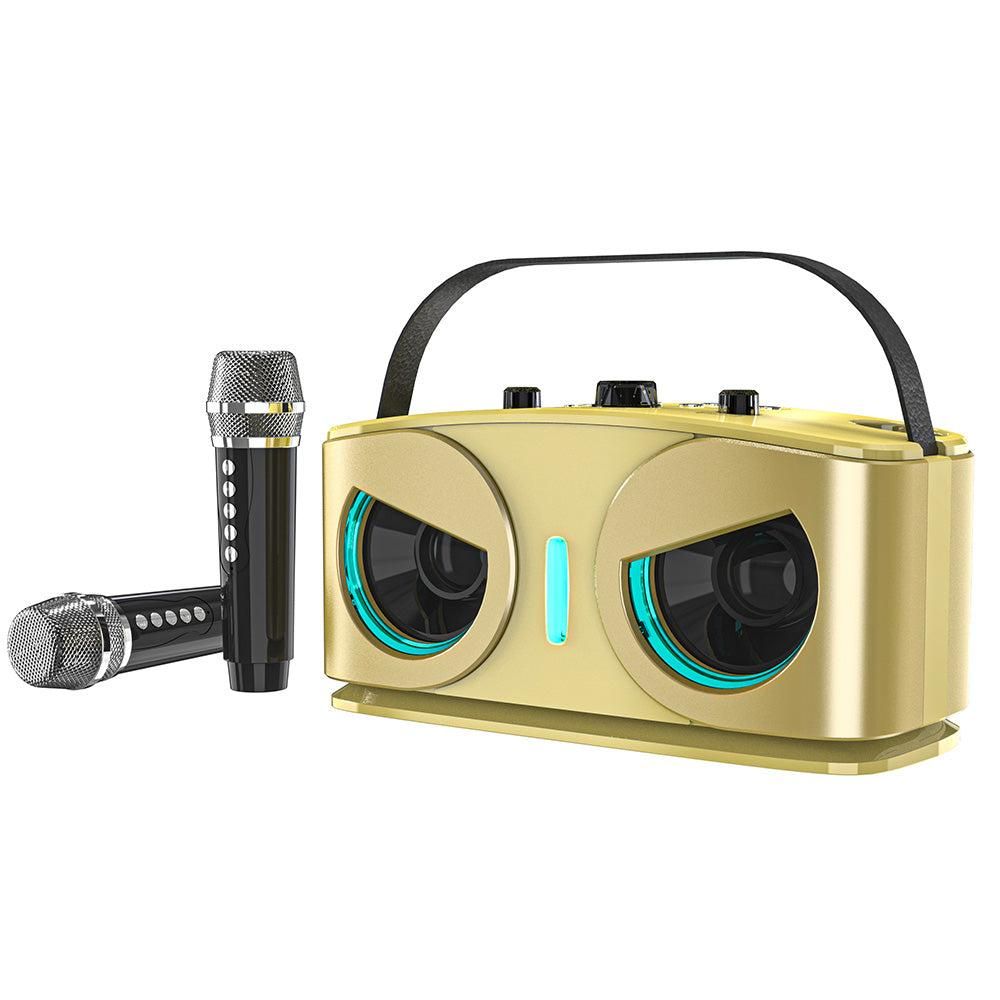 Wireless Bluetooth Karaoke Speaker with 2 Microphone Home KTV Set White V1263-JX-6966-2