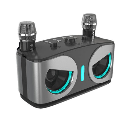 Wireless Bluetooth Karaoke Speaker with 2 Microphone Home KTV Set White V1263-JX-6966-2