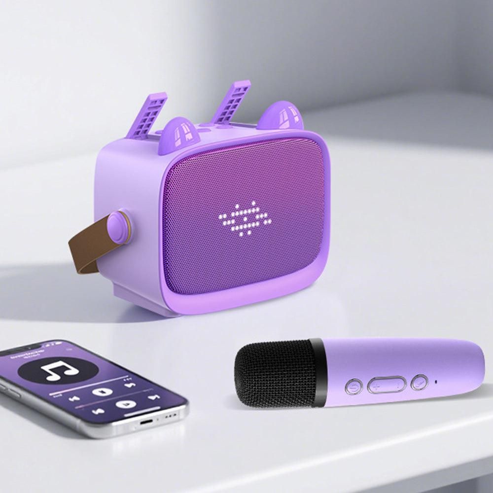 Mini Karaoke Machine - Portable MP3 Player with 2 Wireless Mics Toys & Gifts Purple V1263-JX-6967-1