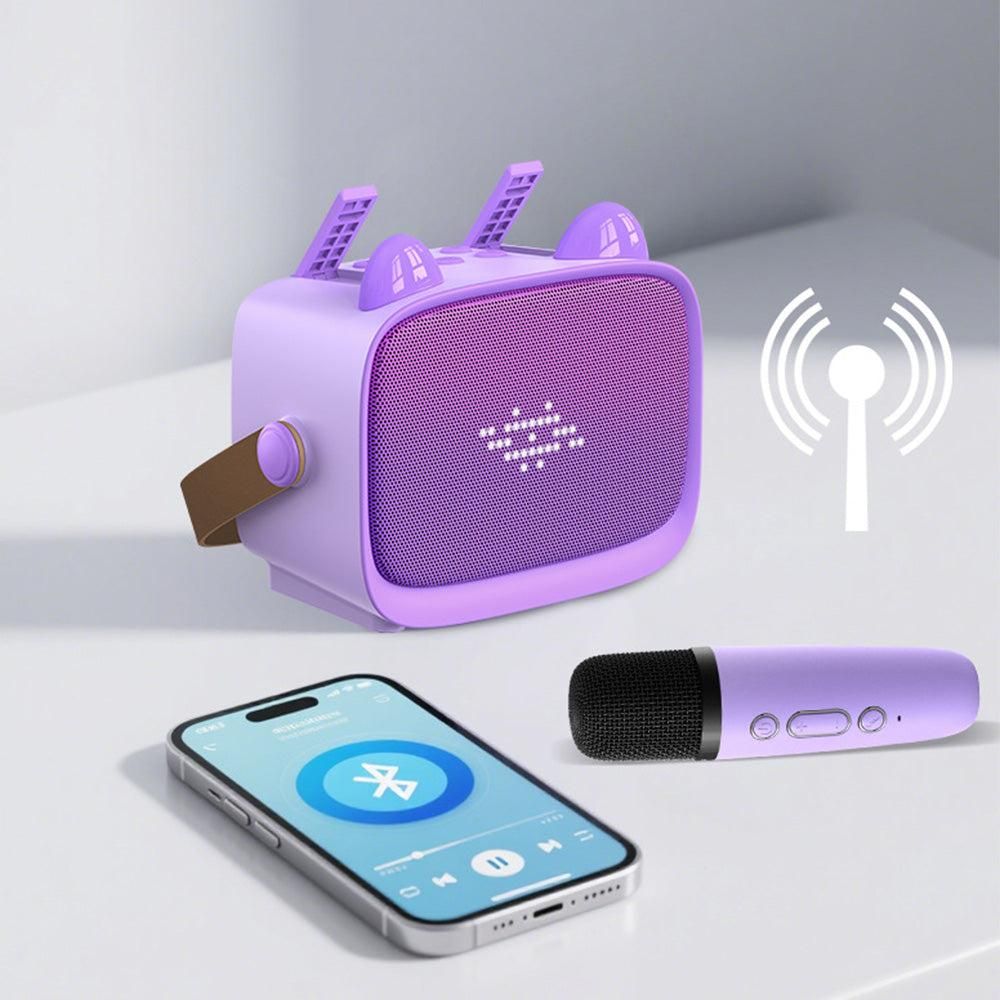 Mini Karaoke Machine - Portable MP3 Player with 2 Wireless Mics Toys & Gifts Purple V1263-JX-6967-1