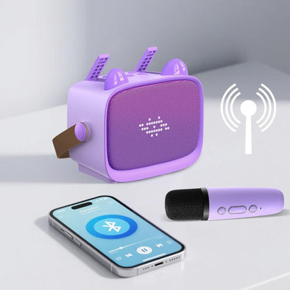 Mini Karaoke Machine - Portable MP3 Player with 2 Wireless Mics Toys & Gifts Purple V1263-JX-6967-1