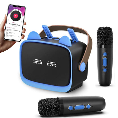 Mini Karaoke Machine - Portable MP3 Player with 2 Wireless Mics Toys & Gifts Purple V1263-JX-6967-1