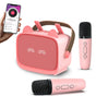 Mini Karaoke Machine - Portable MP3 Player with 2 Wireless Mics Toys & Gifts Pink V1263-JX-6967-2