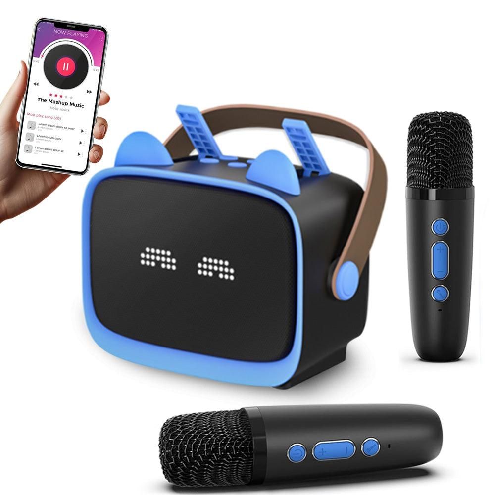 Mini Karaoke Machine - Portable MP3 Player with 2 Wireless Mics Toys & Gifts Pink V1263-JX-6967-2