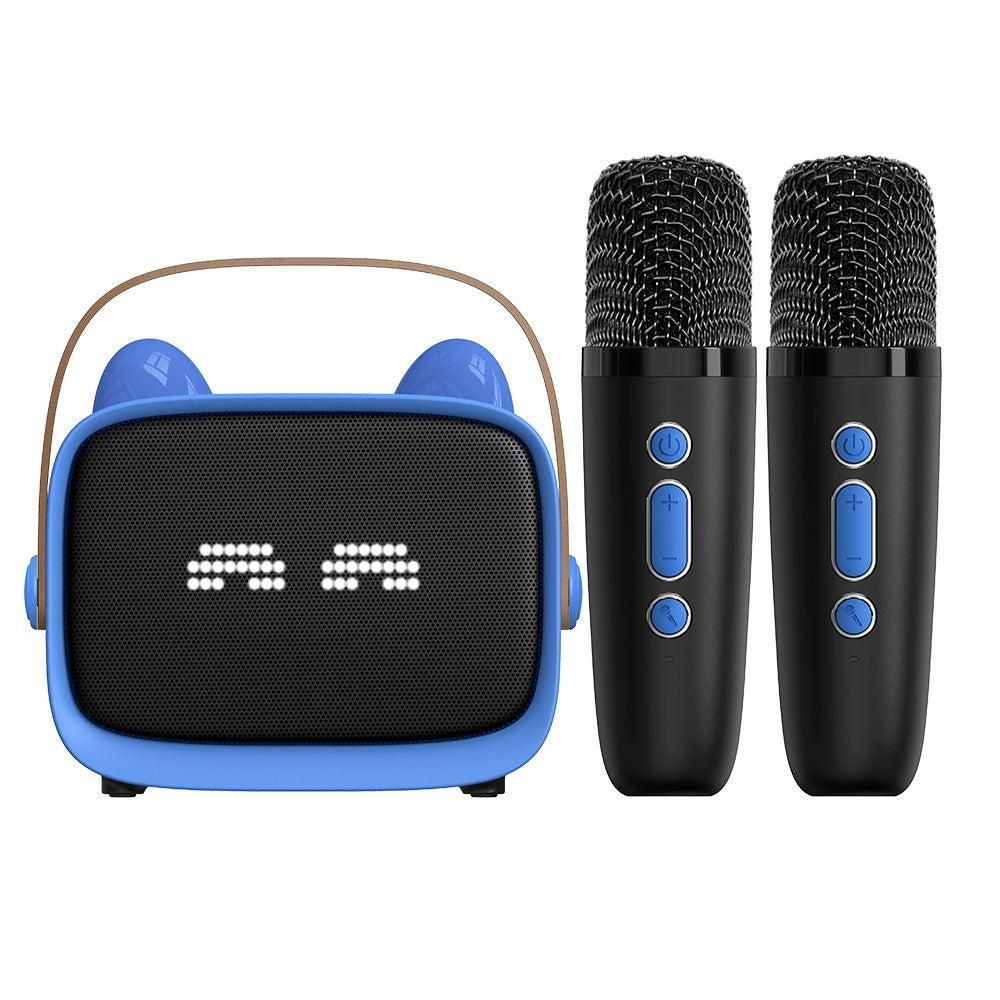 Mini Karaoke Machine - Portable MP3 Player with 2 Wireless Mics Toys & Gifts Blue V1263-JX-6967-3