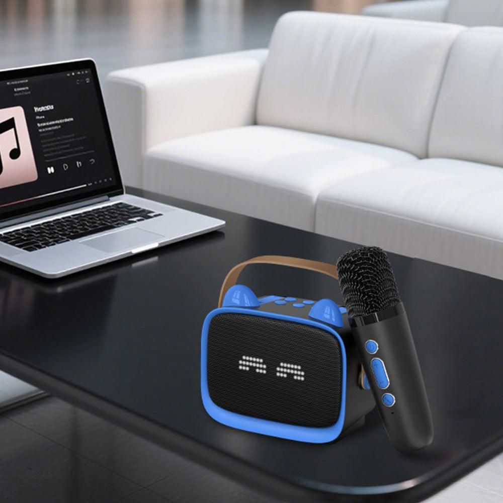 Mini Karaoke Machine - Portable MP3 Player with 2 Wireless Mics Toys & Gifts Blue V1263-JX-6967-3