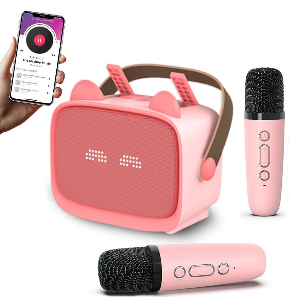 Mini Karaoke Machine - Portable MP3 Player with 2 Wireless Mics Toys & Gifts Blue V1263-JX-6967-3