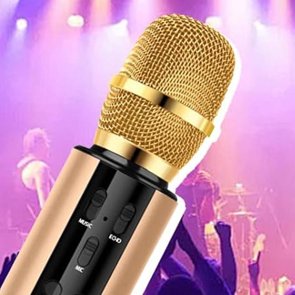 Multifunctional Wireless Bluetooth Karaoke Microphone Gold V1263-JX-6968-3
