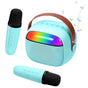 Mini Karaoke Machine with 2 Wireless Microphones Portable Bluetooth Speaker Singing Machine Blue V1263-JX-6969-1