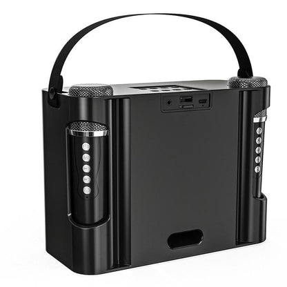 Portable Bluetooth 5.3 Speaker with 2 Wireless Microphones Home Karaoke Speaker Machine Black V1263-JX-6972-1