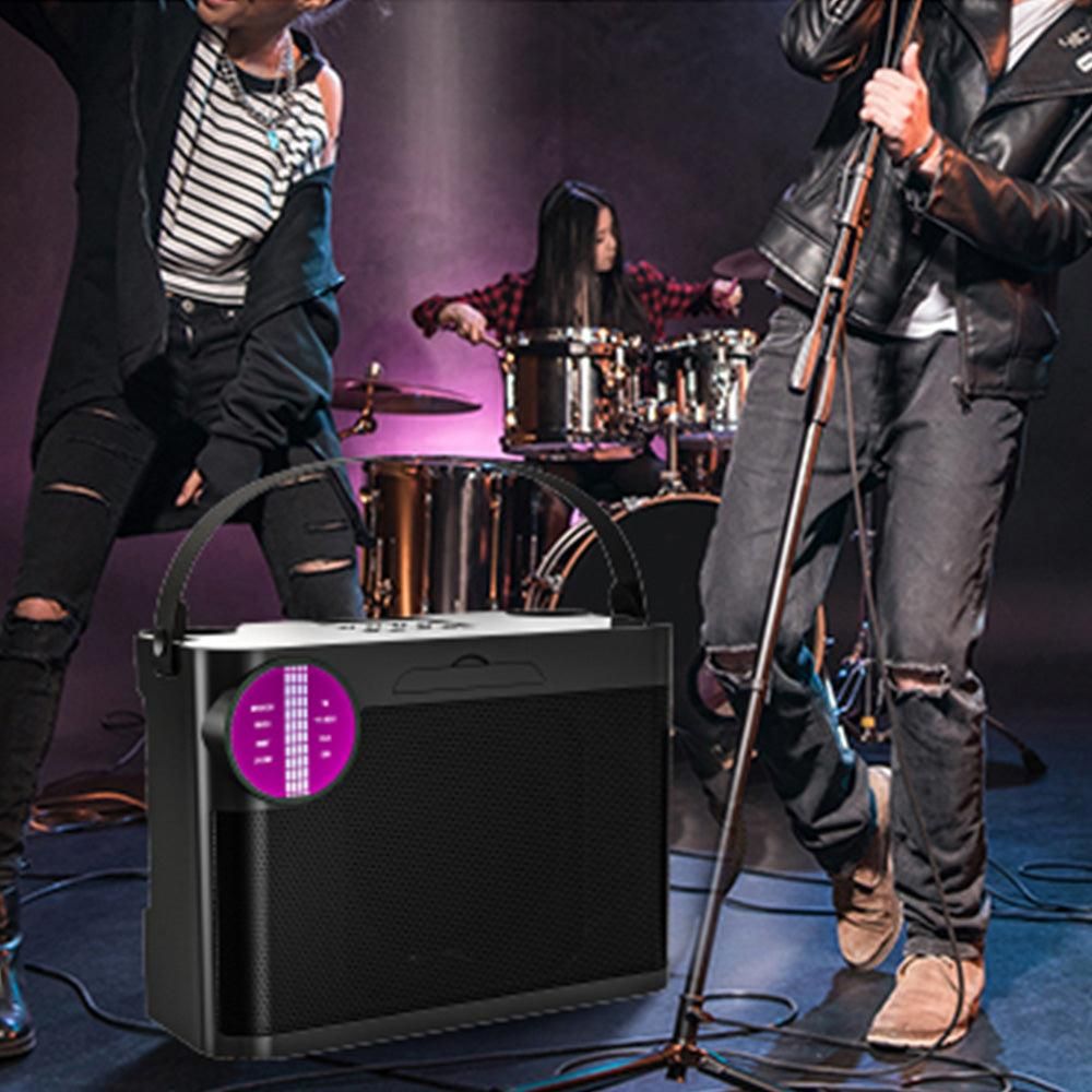 Portable Bluetooth 5.3 Speaker with 2 Wireless Microphones Home Karaoke Speaker Machine Black V1263-JX-6972-1