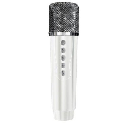 Portable Bluetooth 5.3 Speaker with 2 Wireless Microphones Home Karaoke Speaker Machine White V1263-JX-6972-2