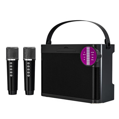 Portable Bluetooth 5.3 Speaker with 2 Wireless Microphones Home Karaoke Speaker Machine White V1263-JX-6972-2